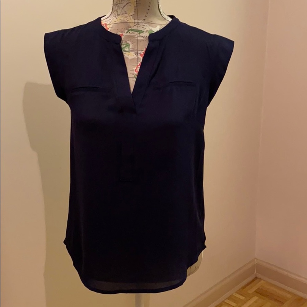 Blouse, cropped short sleeve, lightweight sheer